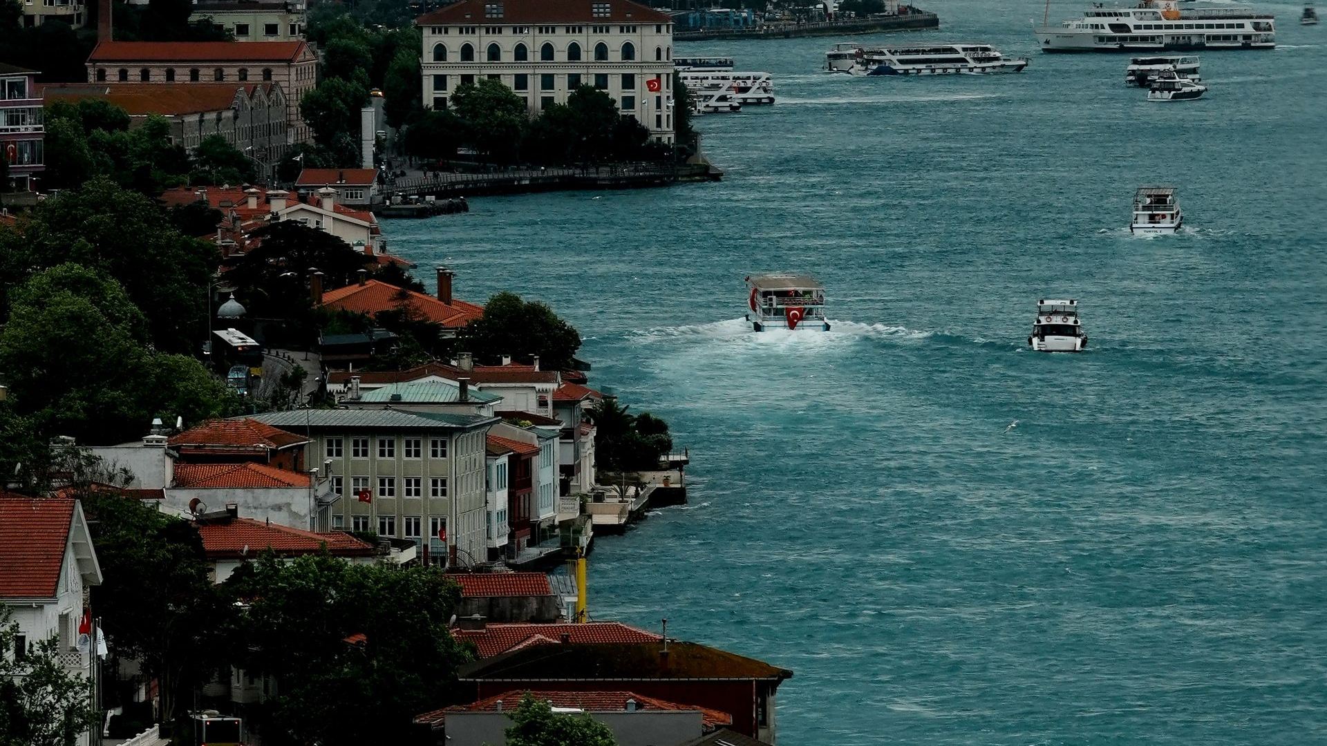The Bosphorus in Istanbul from above